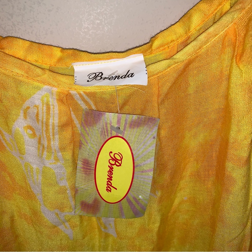 Tie Dye Boho Beach Pool Cover Yellow Fish Hippie Loose Relaxed Fit Summer Vaca - Picture 3 of 8